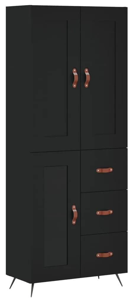 3199914 vidaXL Dulap înalt, negru, 69,5x34x180 cm, lemn compozit