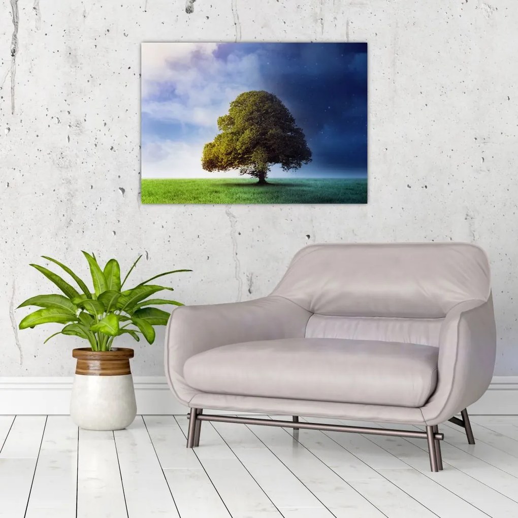 Tablou pe sticlă - Noapte și zi (70x50 cm)