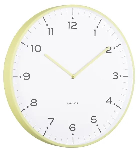 Karlsson 6011GR design ceas de perete galben, diametru 40 cm