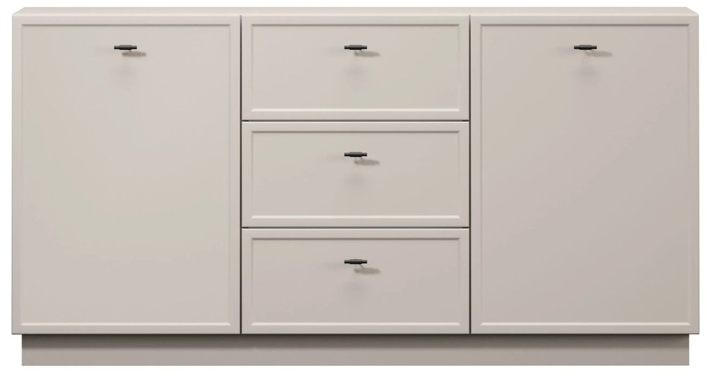 Comodă Lorini 150 cm cu sertare - cașmir / mânere negre T-bar