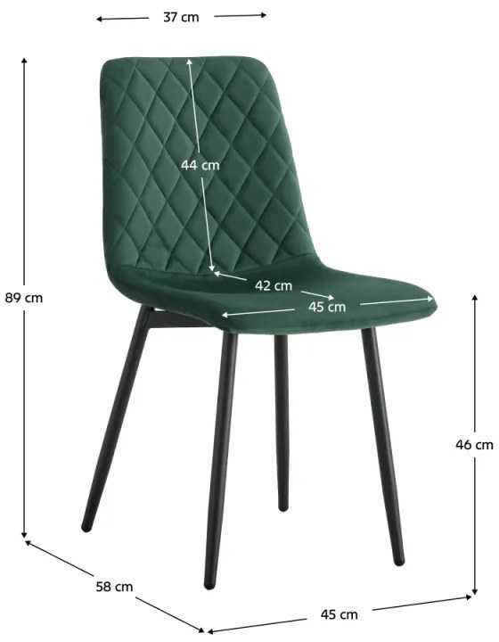 Scaun Bucatarie Si Dining DAMIA TIP 2 Catifea Verde/Negru