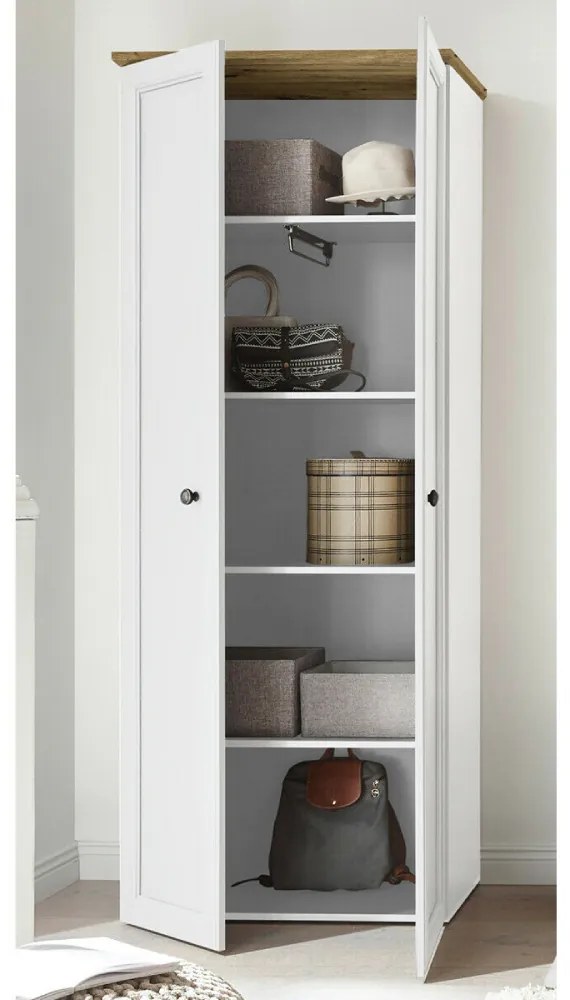 DULAP FIRENZE, 78X38X201 CM, 2 USI, CULOARE ALB, MDF