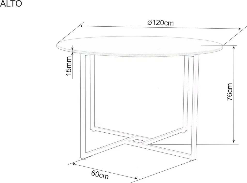 OFERTA Masa rotunda de dining cu blat decor stejar ALTO 120x120 calitatea a II-a