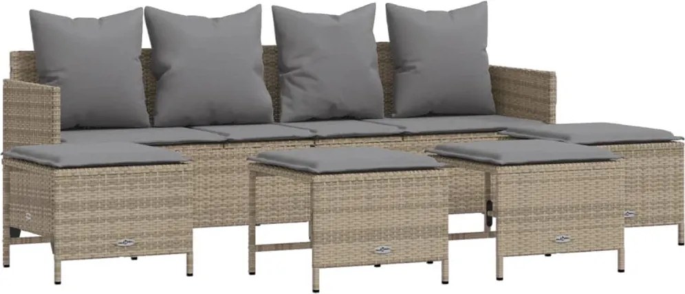 vidaXL Set canapele de grădină cu perne, 5 piese, bej, poliratan