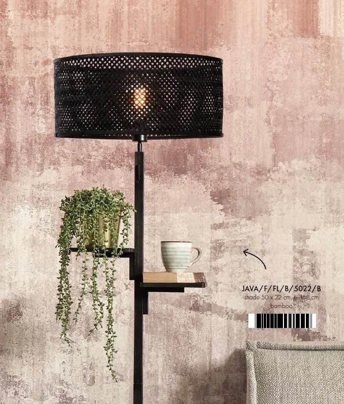 Lampadar eco din bambus cu polita Java bl/50x22, bl
