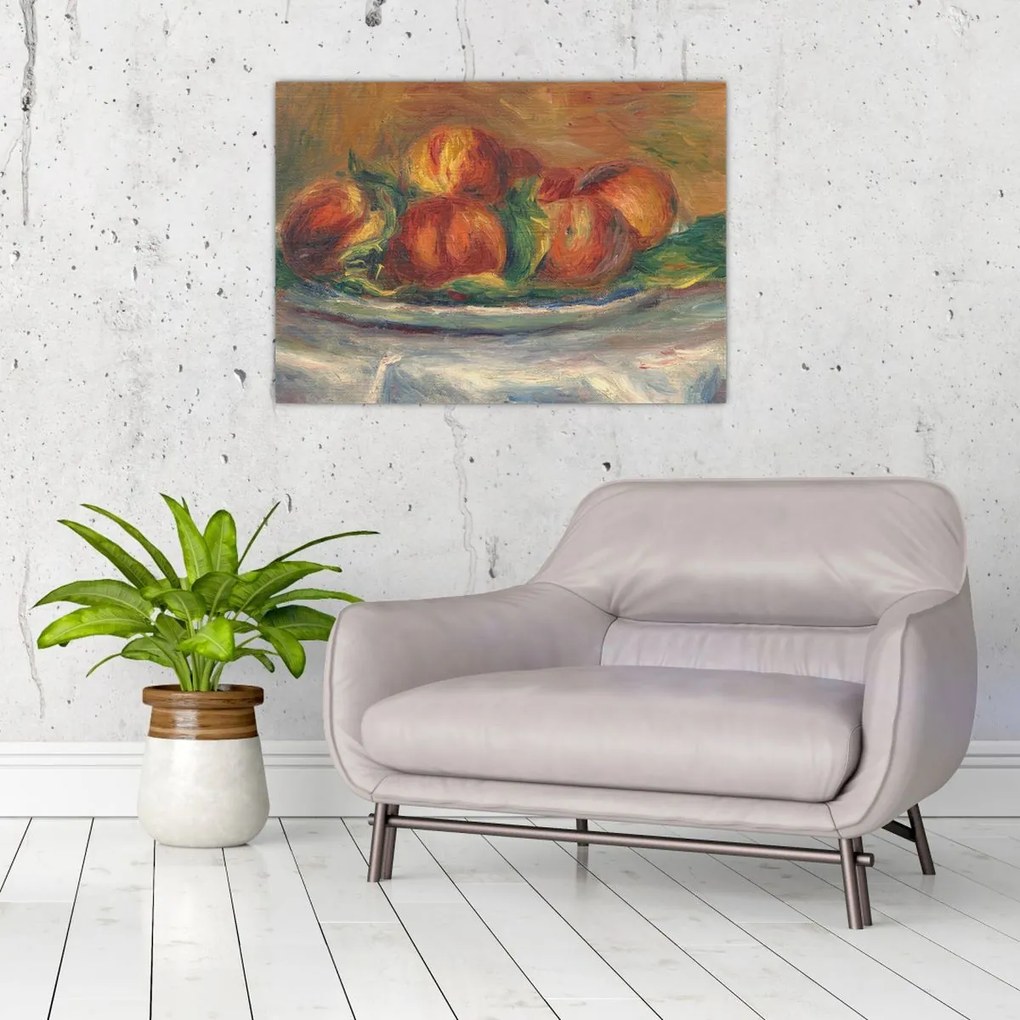 Tablou pe sticlă - Auguste Renoir, Peaches on a  Plate, reproducere (70x50 cm)