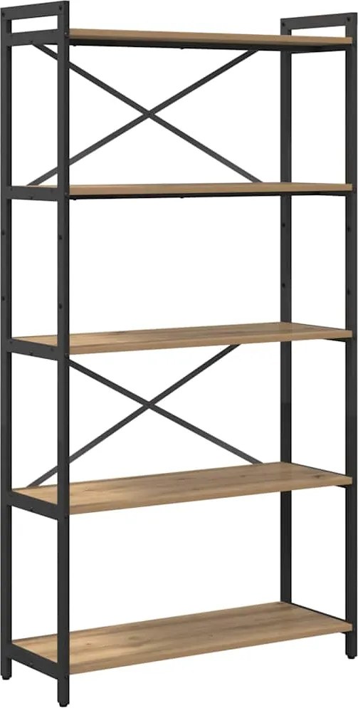 vidaXL Raft pentru cărți Stejar Artizanal 80 x 30 x 155 cm