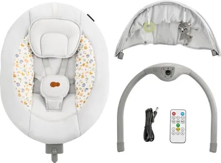 Leagăn cu vibrații și sunete pentru bebeluși 2 în 1 KINDERKRAFT LUMI gri deschis