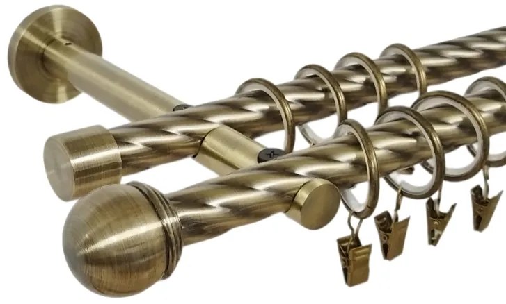 Galerie dubla twist prindere perete picior universal todi max 19/19 aur antic (Alege marime: 280 cm)