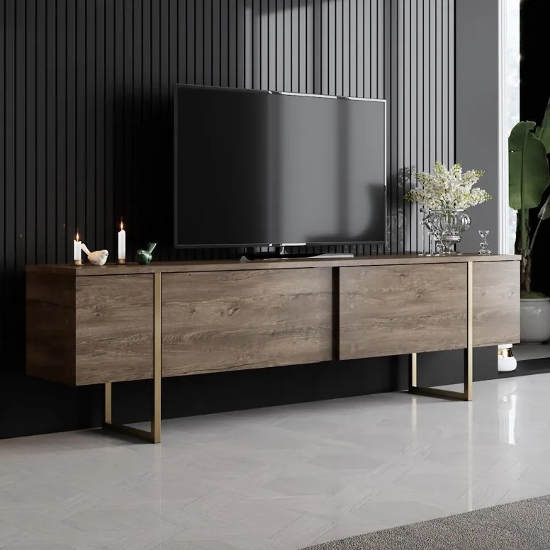 Set de mobilier pentru living Luxe, Nuc- Auriu