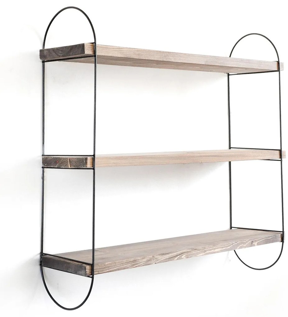 Raft decorativ de perete Duvelo 4 (Nuc + negru) . Promo -6%. 1093668