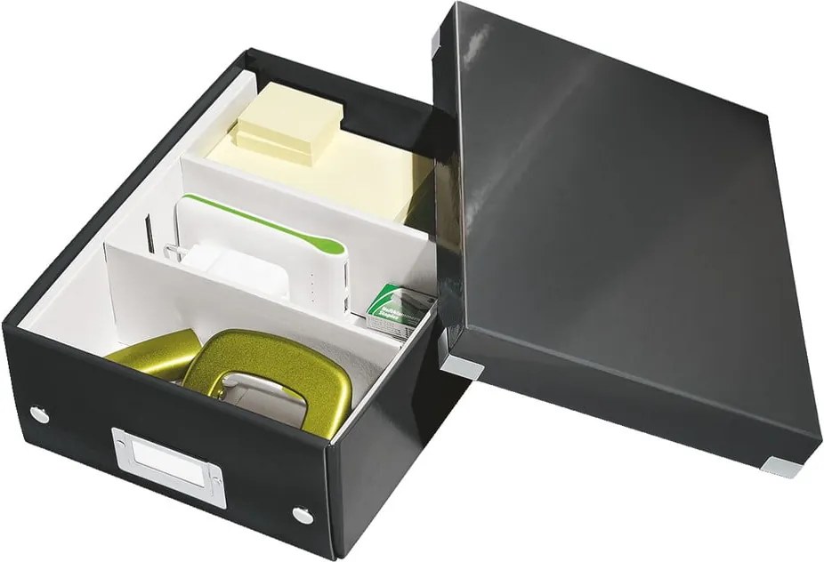 Cutie de depozitare din carton cu capac neagră Click&Store - Leitz
