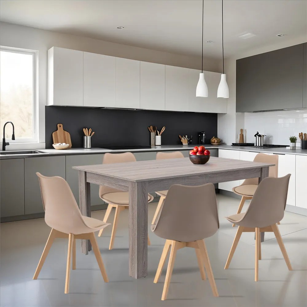 Set de masă Lola 6+1 bej-stejar York