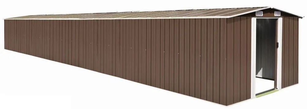 sopron de gradina, maro, 257x990x181 cm, otel galvanizat