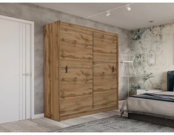 Dulap cu uși glisante SAPHIRA 203x215 cm, stejar Wotan