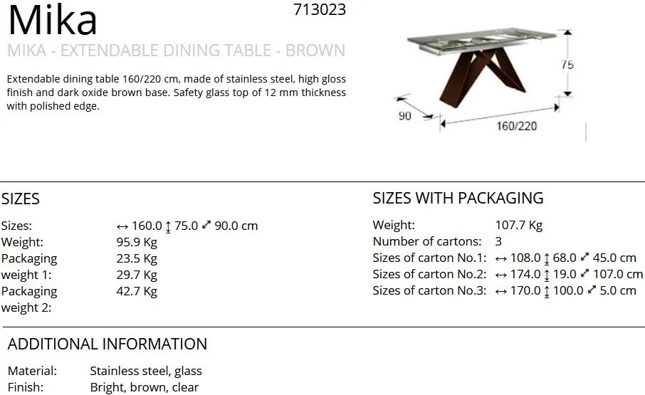 Masa dining extensibila design ultra-modern Mika Maro 160-220cm