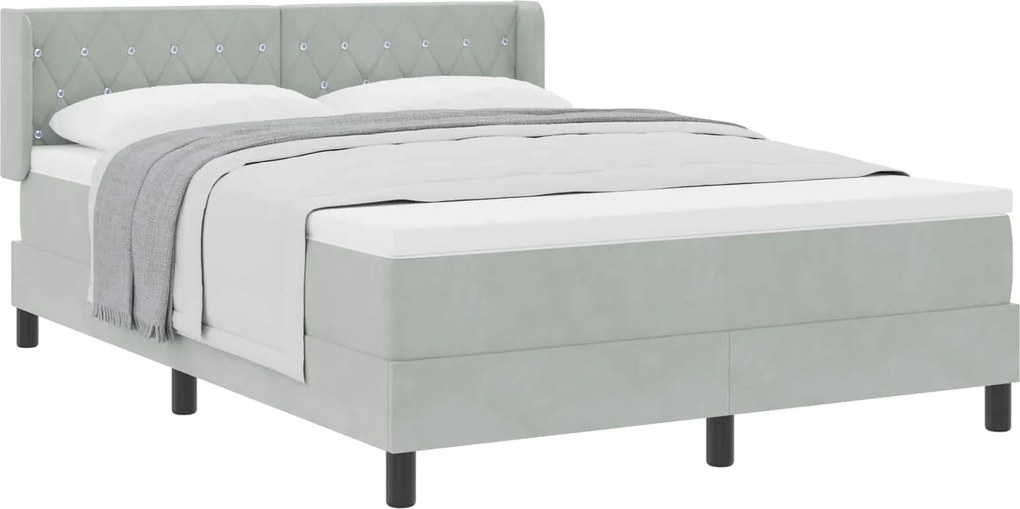 vidaXL Pat cu arcuri cu saltea Gri deschis 200 x 160 cm Catifea