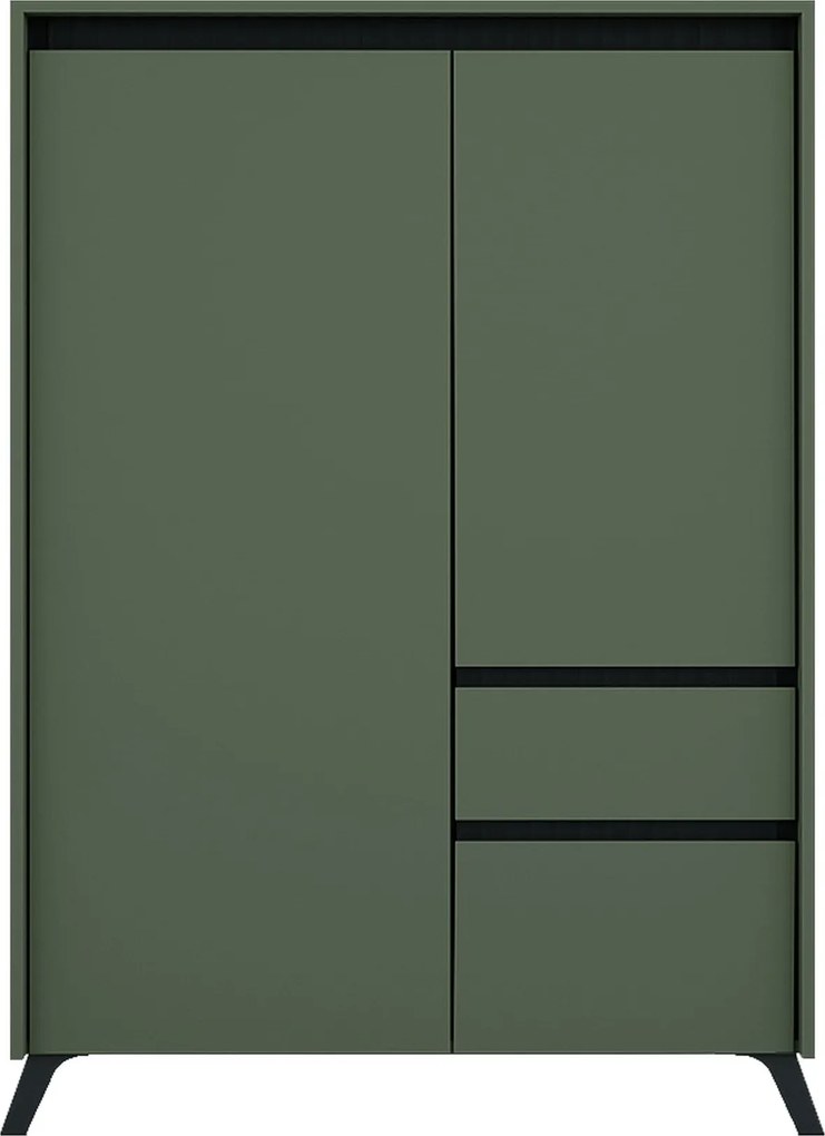 Comoda LOUNGE 4, verde/negru, PAL, 95x45x152.5 cm