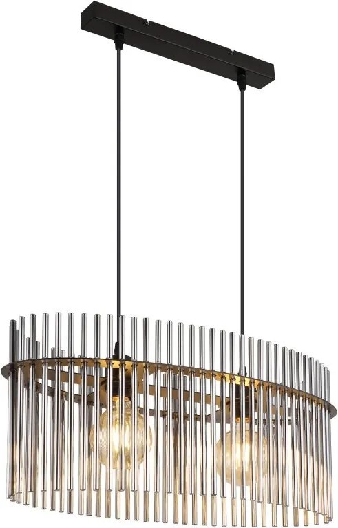 Lustra suspendata, Metal Negru, Sticla Fumurie, GORLEY 15698H3 GL