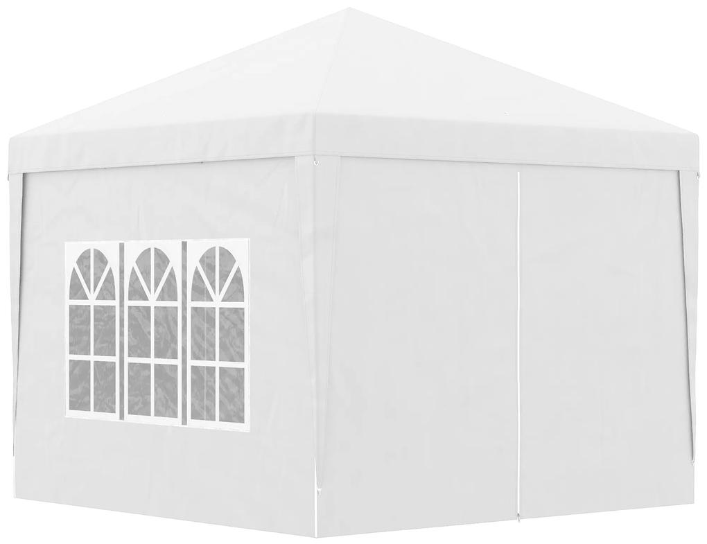 Outsunny Cort impermeabil 3x3 m pentru gradina, cort cu panouri laterale pliabile din otel si copertina din material Oxford, alb