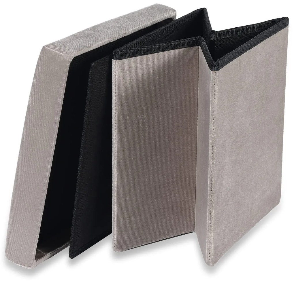 Taburet pliabil bej CUBEXO VELVET M
