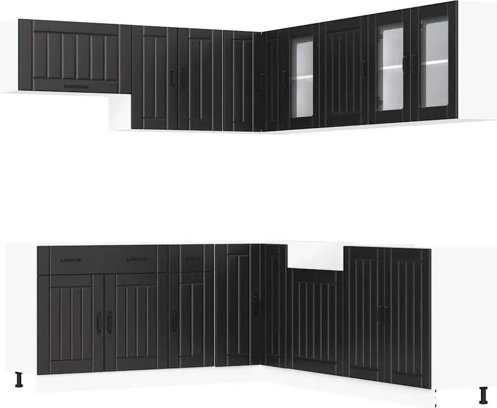 vidaXL Set dulap de bucătărie 11 piese „Lucca” lemn negru prelucrat