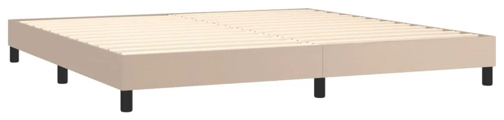 Cadru de pat box spring, cappuccino, 200x200cm, piele ecologica Cappuccino, 25 cm, 200 x 200 cm