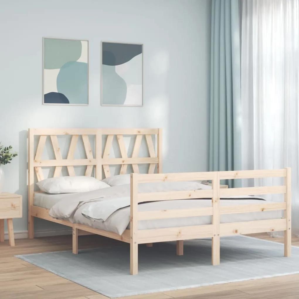 3194351 vidaXL Cadru de pat cu tăblie, dublu, lemn masiv