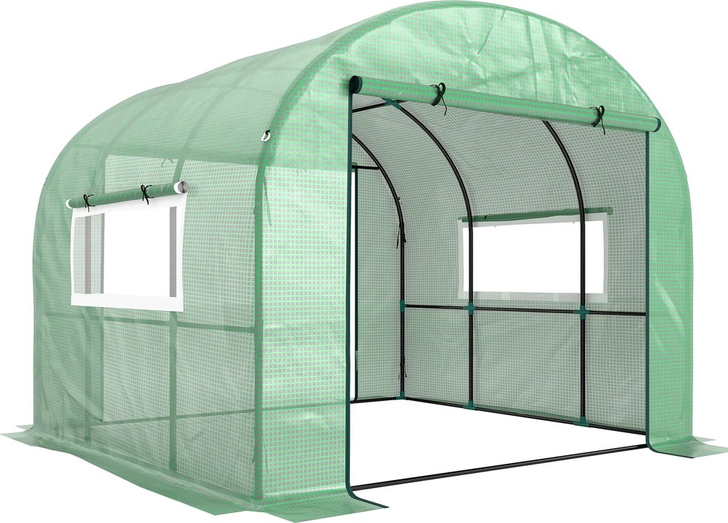 Outsunny Seră Tip Tunel 300 x 300cm Walk-In - Verde | Aosom Romania