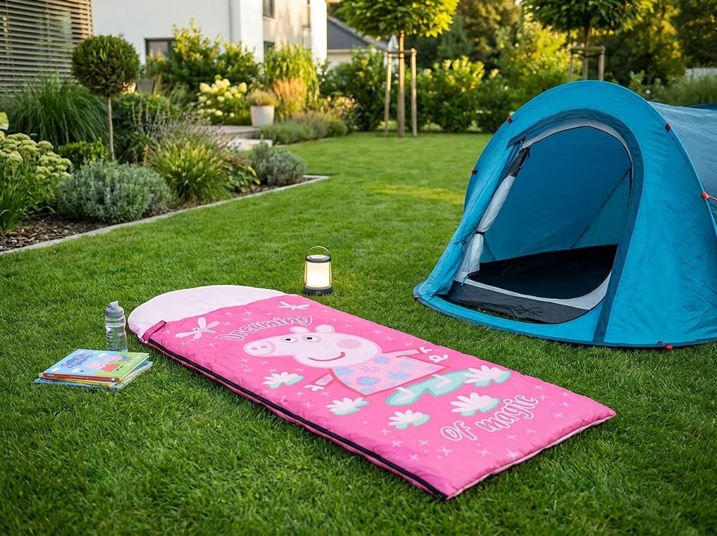 Sac de dormit pentru copii PEPPA PIG 170x70 cm, roz