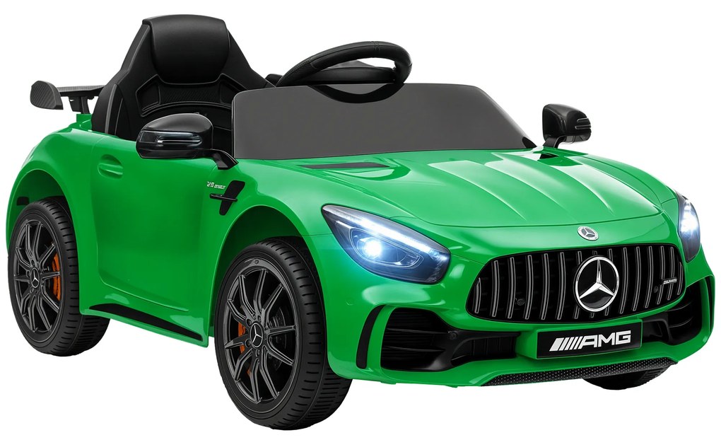 AIYAPLAY Mașină Electrică pentru Copii, Mercedes, 3-5 km/h, Telecomandă, Lumină & Muzică, Verde | Aosom Romania