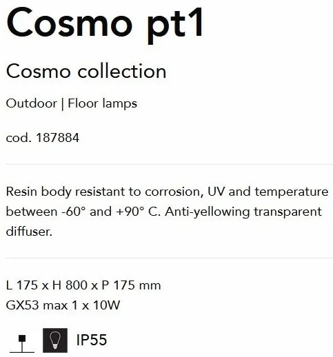 Stalp LED iluminat exterior design modern COSMO PT1 NERO