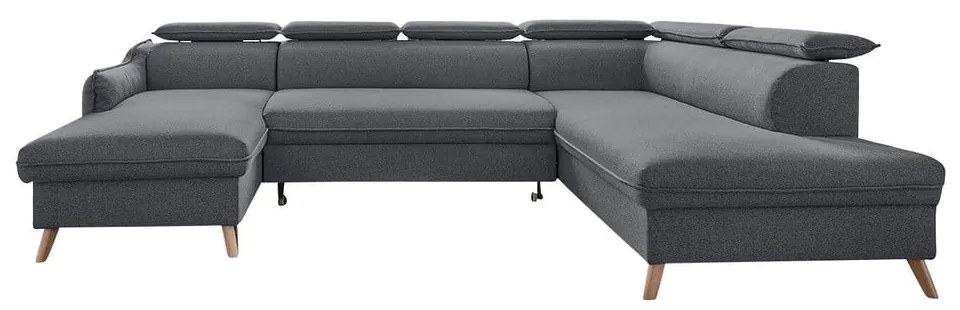 Canapea extensibilă în formă de „U” cu șezlong pe partea dreaptă Miuform Sweet Harmony, gri închis