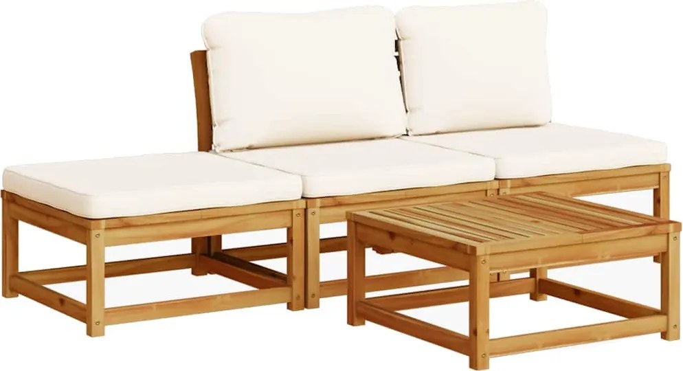 vidaXL Set mobilier de grădină cu perne, 4 piese, lemn masiv de acacia