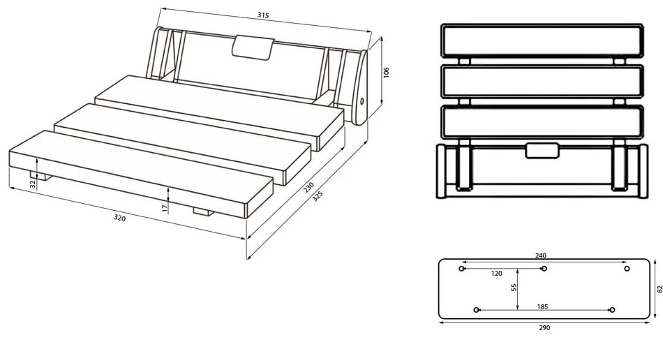 Scăunel pentru duș Aqualine – Sapho