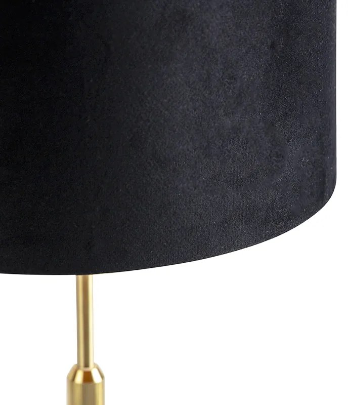 Lampă de masă auriu/alamă cu abajur negru din catifea 25 cm - Parte
