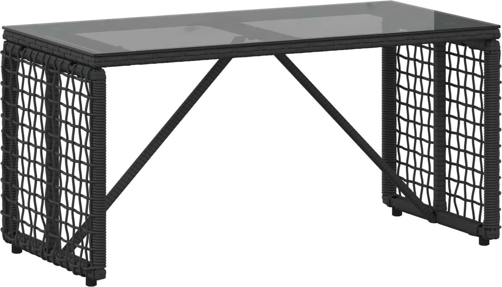vidaXL Masă de exterior Negru 80 x 40 x 40 cm Ratan PE și sticlă