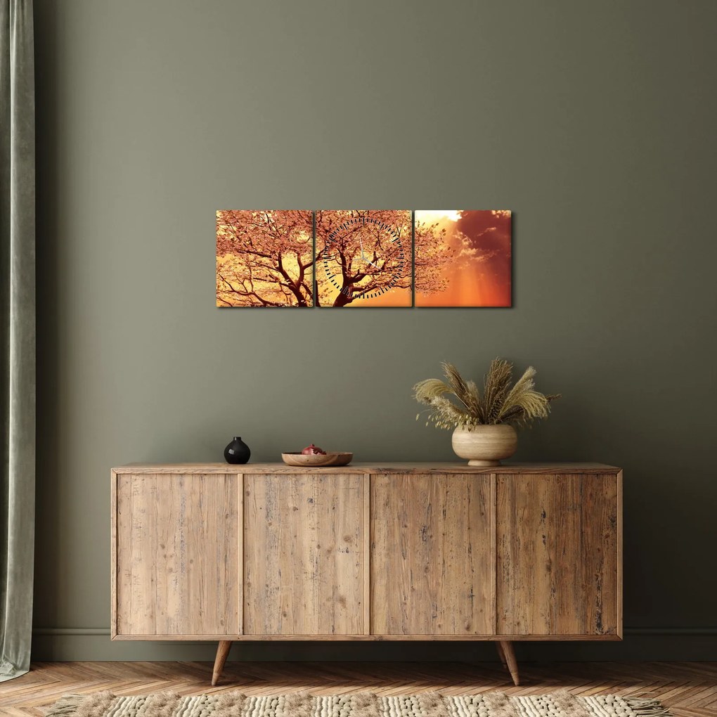 Tablou cu razele lui Dumnezeu (cu ceas) (90x30 cm)