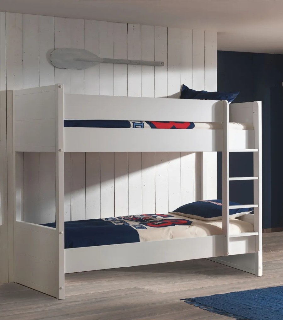 Set Dormitor Lara pentru Copii/Tineri, Alb – Pat Suprapus 90x200 cm, Sertar Pat & Dulap 3 Uși – Vipack