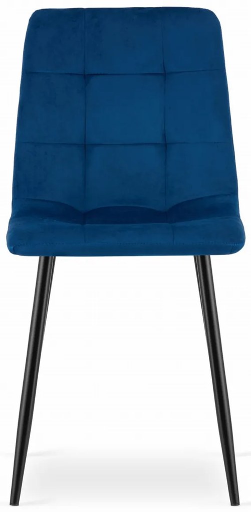 Scaun catifea albastru KARA cu picioare negre