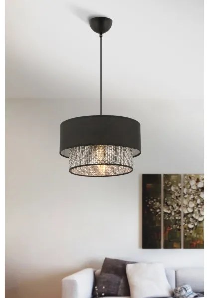 Lustră cu cablu ECHO 1xE27/60W/230V negru/gri