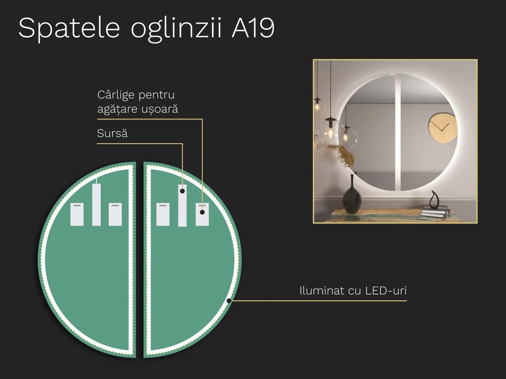 Oglindă atipică cu iluminare LED A19 S