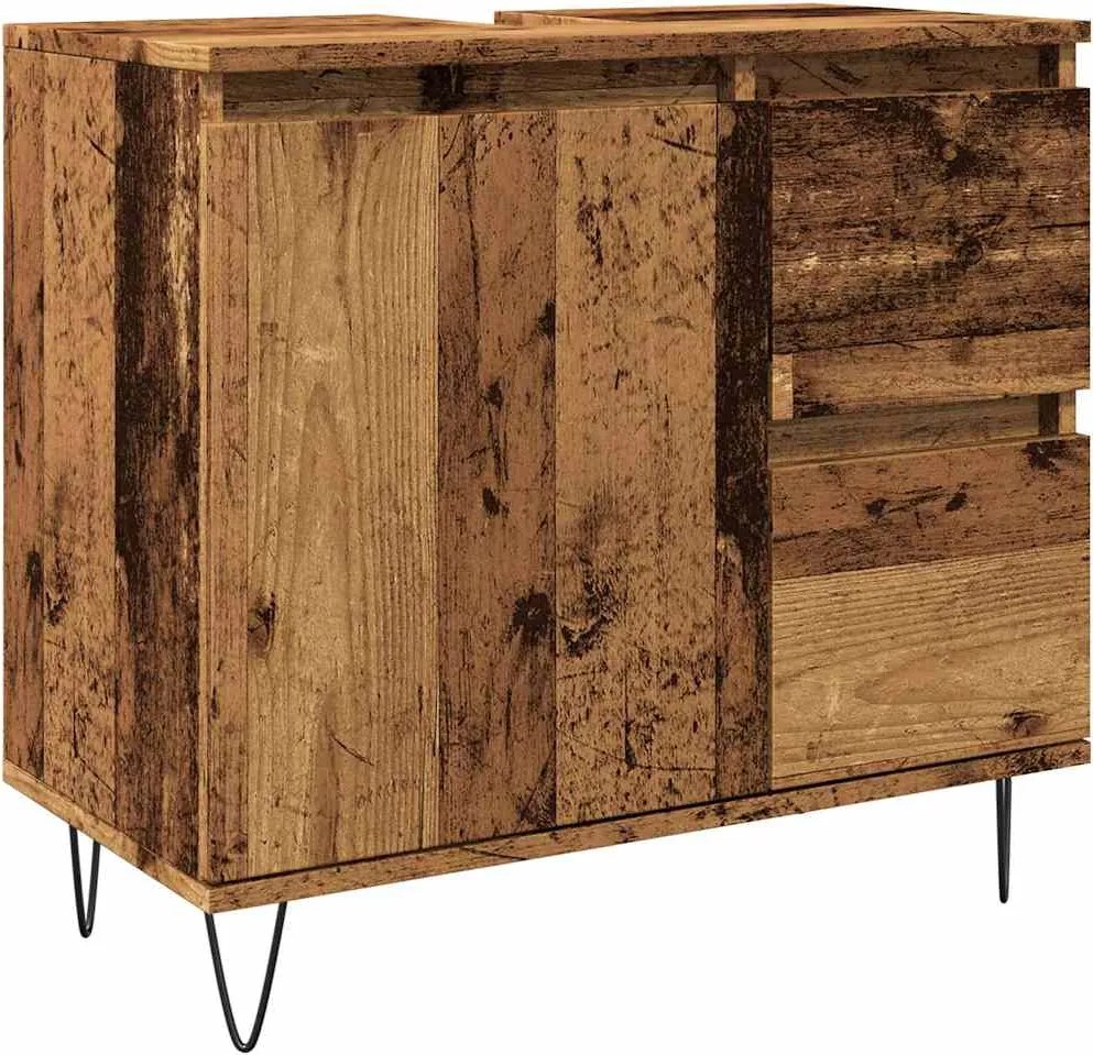 vidaXL Dulap chiuvetă baie, lemn vechi, 65x33x60 cm, lemn prelucrat