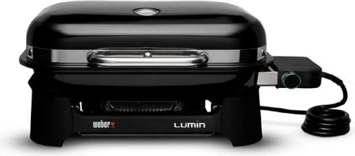 Gratar electric Weber Lumin Compact WB91010979DL, 2200 W, 315 °C MAX, Grill din fonta emailate cu portelan, Negru