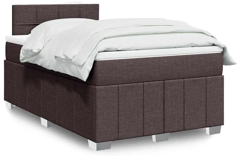vidaXL Pat box spring cu saltea, maro închis, 120x200 cm, textil