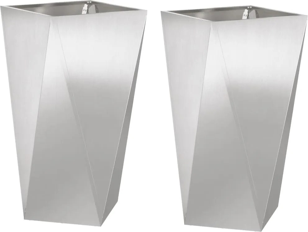vidaXL Jardinieră 2 pcs Argintiu 40 x 40 x 75 cm Oţel inoxidabil