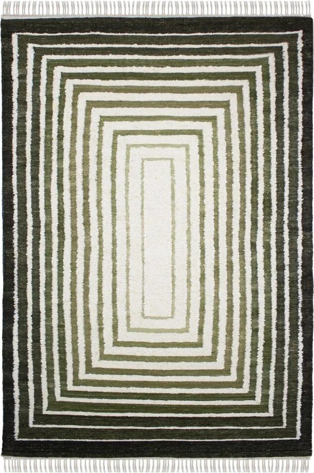 Covor verde țesut manual din amestesc de lână 140x200 cm Boucle Frame – Flair Rugs