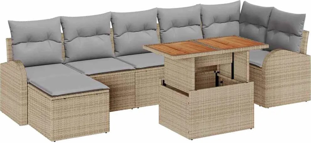 vidaXL Set de canapele pentru grădină 8 pcs Bej Rattan poli