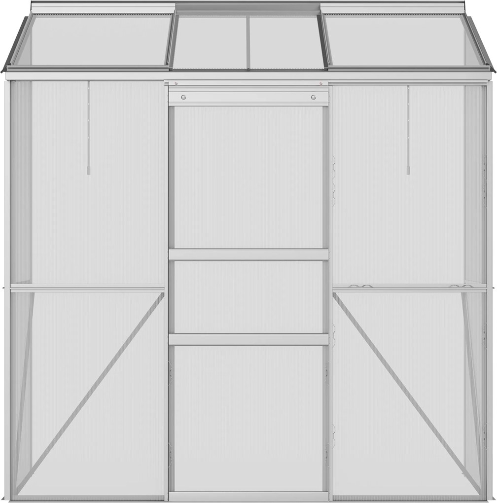 Outsunny Solar de prindere, Ușă glisantă, Ferestre de acoperiș, Policarbonat+Aluminiu, Culoare: Argintiu, 192 x 68 x 196 cm | Aosom Romania