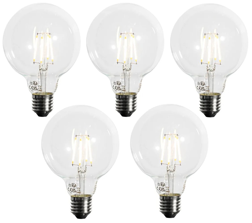 Set de 5 becuri LED E27 dimabile G95 5W 450 lm 3000K